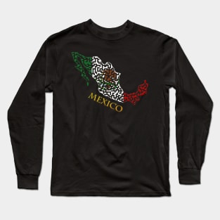 Mexico Outline Maze & Labyrinth Long Sleeve T-Shirt